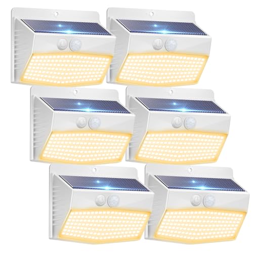6 Pack Solar Motion Sensor Lights Outdoor Waterproof with 3 Modes (6 Count)