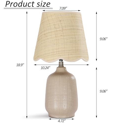 Set of 2 19" Modern Ceramic Table Lamp for Living Room Gray Camel Base Desk Lamps for Bedroom Farmhouse Bedside Nightstand Lamp End Table Lamps (2 Count)