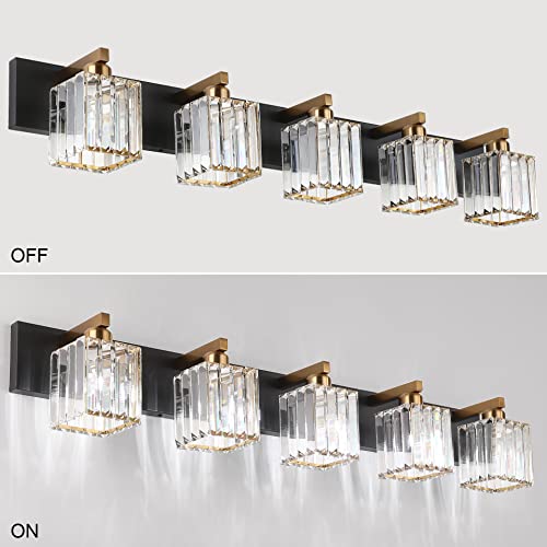 Modern Vanity Light Bathroom Lighting Fixtures 5 Light Crystal Bathroom Vanity Light Fixtures