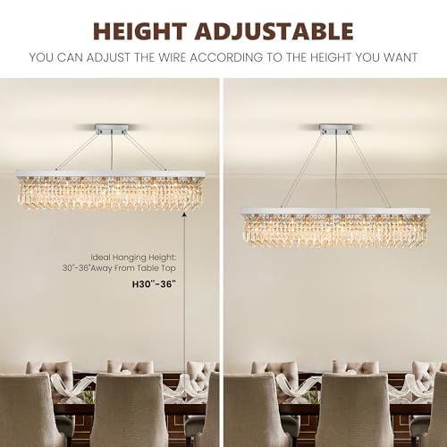 Modern Silver Rectangular Crystal Chandelier