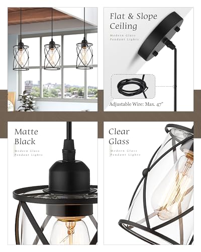 Glass Pendant Lights Kitchen Island 2 Pack (2 Count)