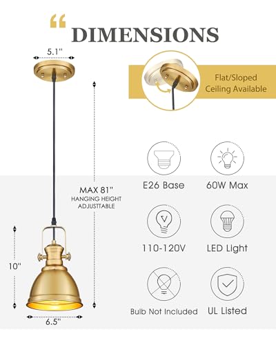 Brushed Gold Pendant Light for Kitchen Island