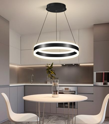 D15.7'' Modern Ring Chandelier for Dining Room LED Dimmable Pendant Lighting High Ceiling Chandelier for Living Room Foyer Bedroom Entryway 3000K