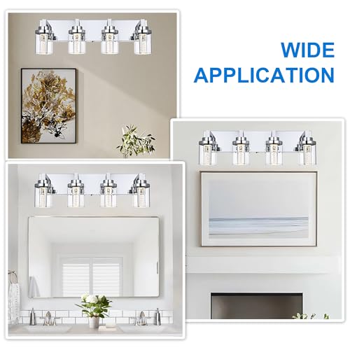 4 Light LED Bathroom Lighting Fixtures Chrome