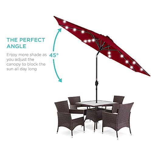 10ft Solar Polyester LED Lighted Patio Umbrella w (10 Feet)