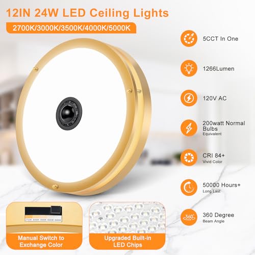 12" LED Motion Sensor Outdoor Ceiling Light Porch Lamp
