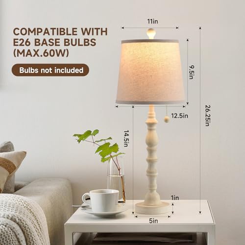 Modern Farmhouse Table Lamp Bedside Reading Lamps Living Room End Tables Set Lamps for Night Stands Bedroom Night Lamp