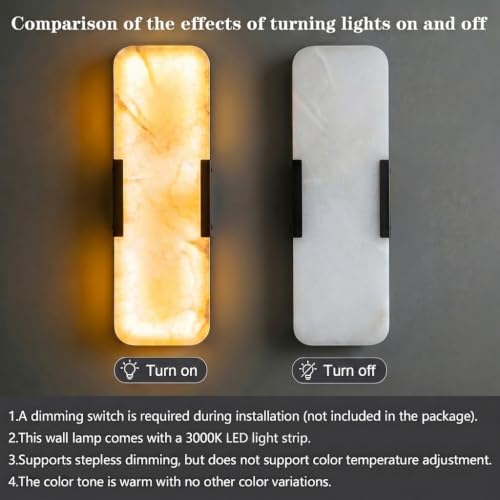 17.72”Natural Alabaster Marble Wall Sconce