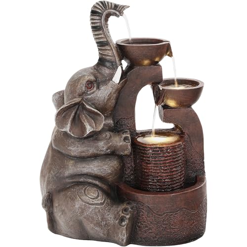 20" Elephant Outdoor Fountain LED 3