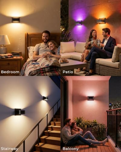 Smart RGB Wall Sconces Set of 2 (Black / 2 Pack)