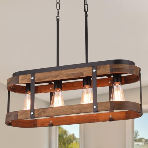Rustic Farmhouse Wood Kitchen Island Lighting