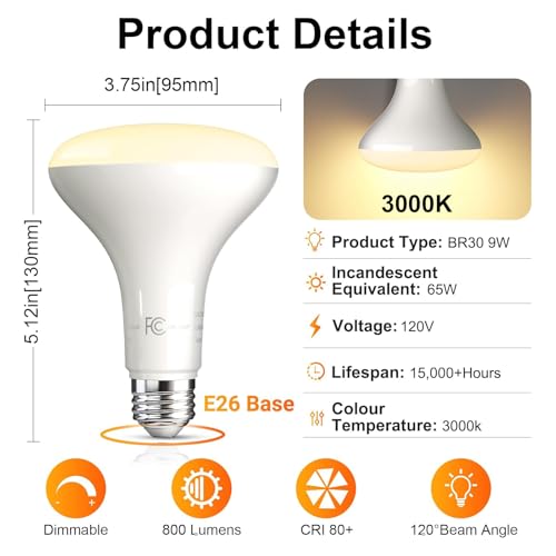 6 Pack BR30 Flood Light Bulb Indoor (6 Count)