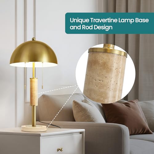 24" Modern Table Lamp for Living Room Gold Metal Nightstand Lamp with High