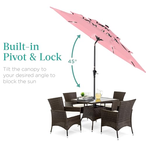 10ft 3 Tier Solar Patio Umbrella