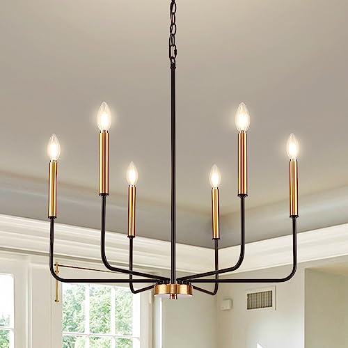 Modern Black and Gold Chandelier for Dining Room