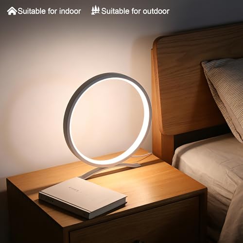 White Modern Circle Table Lamp