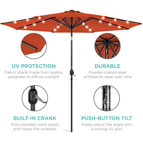 10ft Solar Polyester LED Lighted Patio Umbrella w (10 Feet)