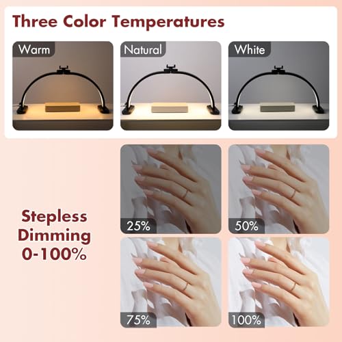 Half Moon Light for Nail Desk with Phone Holder