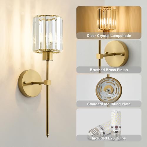 Hardwired Crystal Wall Sconces Set of 2