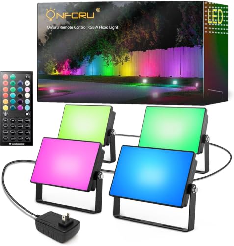 RGBW Flood Lights Outdoor with Remote (4 Count)