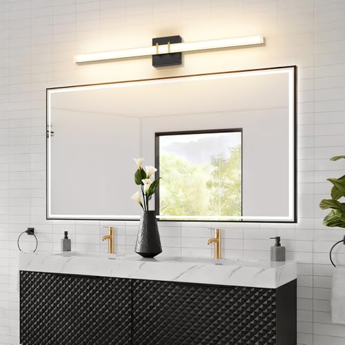 Modern Black and Brass Vanity Light Bar 32 Inch