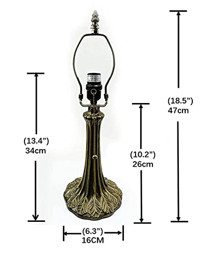 Tiffany Antique Brass Lamp Base With Alloy Socket and Switch Wire