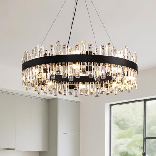 Modern Black Crystal Chandelier