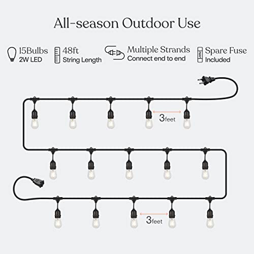 Ambience Pro Waterproof LED Outdoor String Lights (48 Foot)