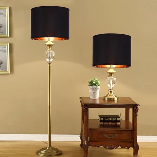 Black Lamp Shades Drum Set Of 2 Medium Gold 12 (2 Count)