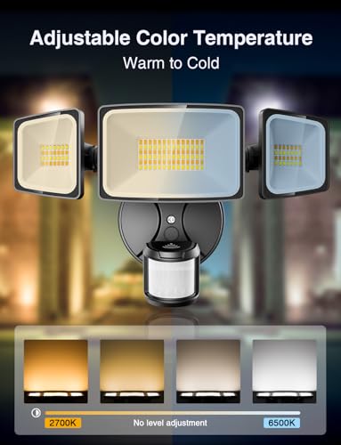 65W Smart Outdoor Security Lights with Motion Sensor (Black)