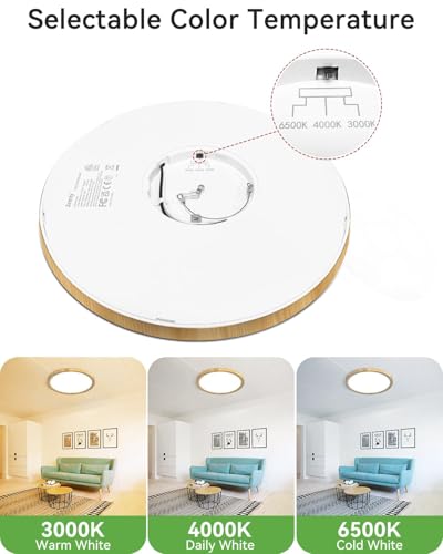 12Inch Wood Look Ceiling Light