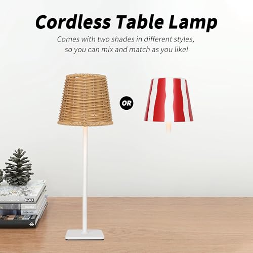 Outdoor Waterproof Cordless Wireless Rechargeable Portable Top Touch Battery Operated Powered LED Table Lamp Desk Lamp Lights for Restaurant Kitchen Patio Dinner Dining