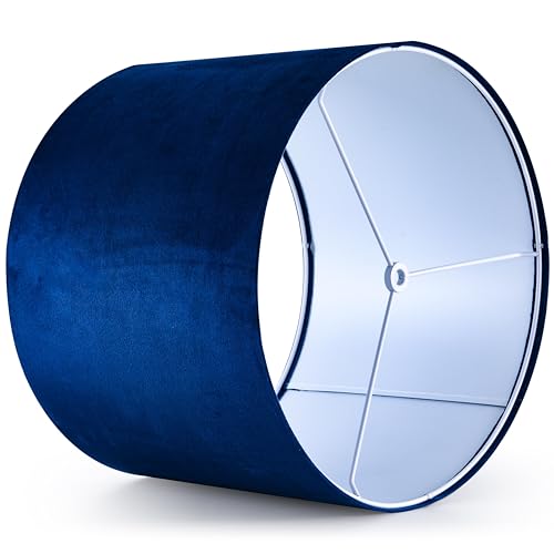Large Drum Lamp Shades Set of 2 Blue Velvet 16"x16"x10" (2 Count)