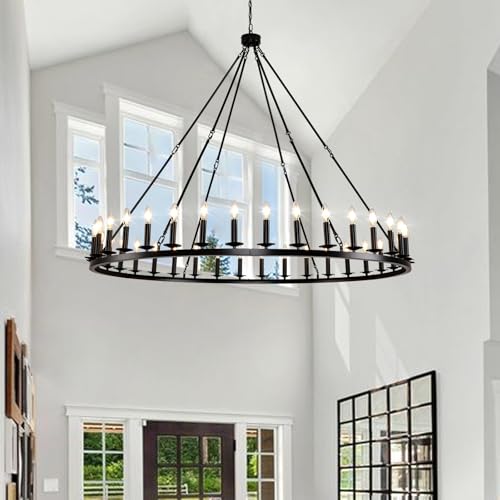 Black Wagon Wheel Chandelier 60