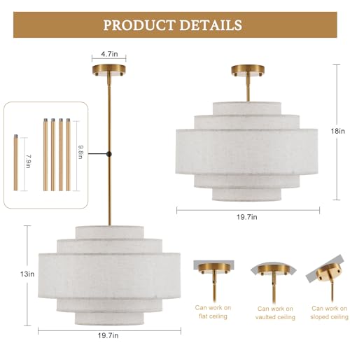 19.7" Modern Drum Chandelier