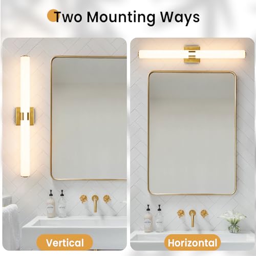 Gold Bathroom Light Fixtures Over Mirror