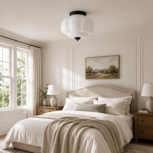 Milk Glass Flush Ceiling Light