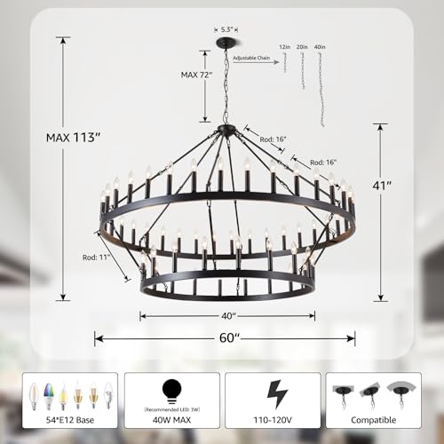 60" Extra Large Wagon Wheel Chandelier 2 (12 Count)