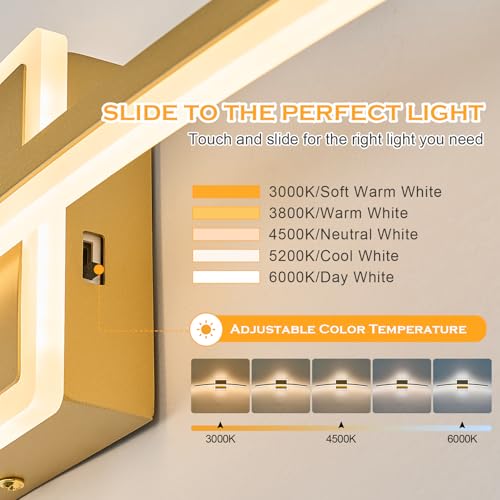 Modern LED Wall Sconce Gold Light Fixtures Over Mirror Modern Bath Wall Lighting for Bathroom