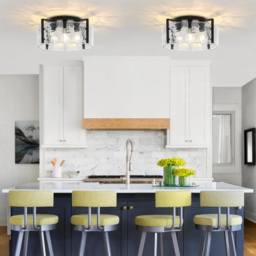 Modern Black Semi Flush Mount Ceiling Light 4 Lights Ceiling Lamp