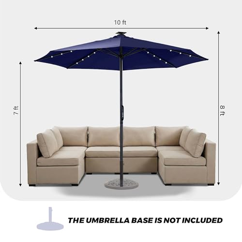 10FT Motorized Patio Umbrella with Solar LED Lights