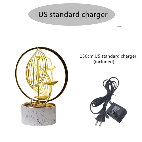 Qingyinge 15'' H Large Golden Tabletop Water Fountain with Led Light for Indoor Meditation Yoga Spa Room Decor