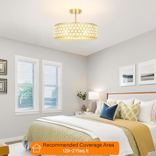 Gold Crystal Ceiling Light Fixture