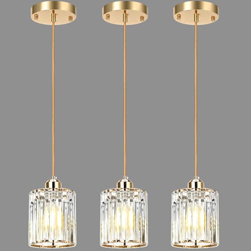 3 Pack Pendant Lights Kitchen Island Brushed Gold Pendant Light