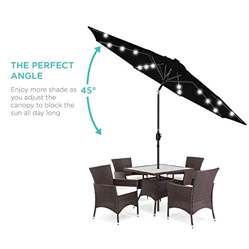10ft Solar Polyester LED Lighted Patio Umbrella w (10 Feet)