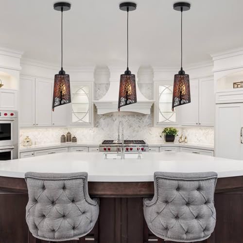 Industrial 3 Pack Black Pendant Light for Kitchen Island (3 Count)