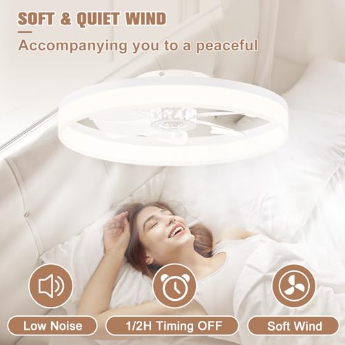 Low Profile Bladeless Ceiling Fans with Dimmable LED Light