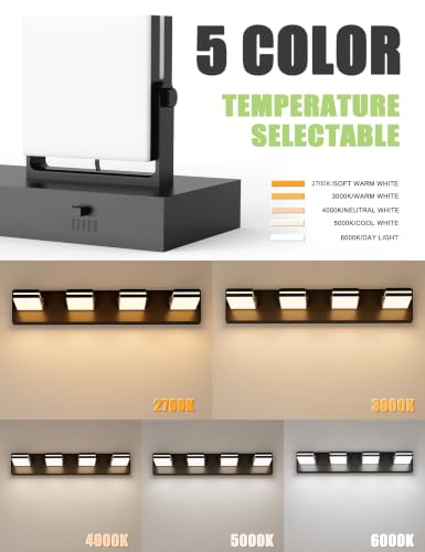 4 Light Bathroom Vanity Light (Black-5CCT / 27.2-Inch)