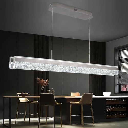 Long Linear Chandelier 59" Large Led Chandelier for Dining Room Light Fixture Modern with Remote 3000k