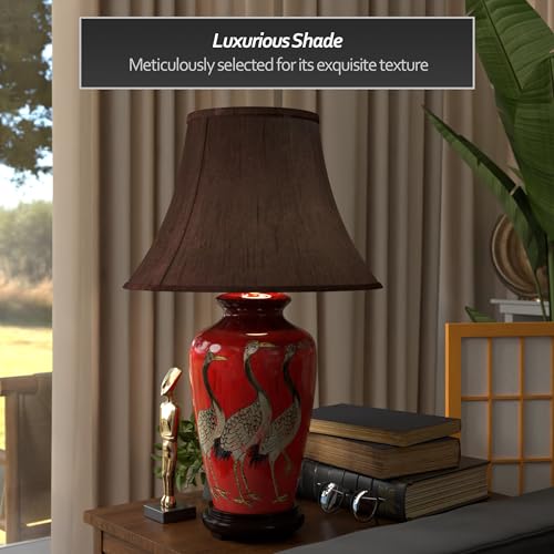 26" Red Crowned Cranes Vase Lamp